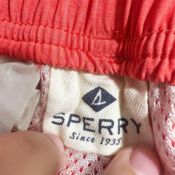 Sperry Men's Orange Beach Swim Shorts Size L Elastic Waistband Pockets - Picture 3 of 5